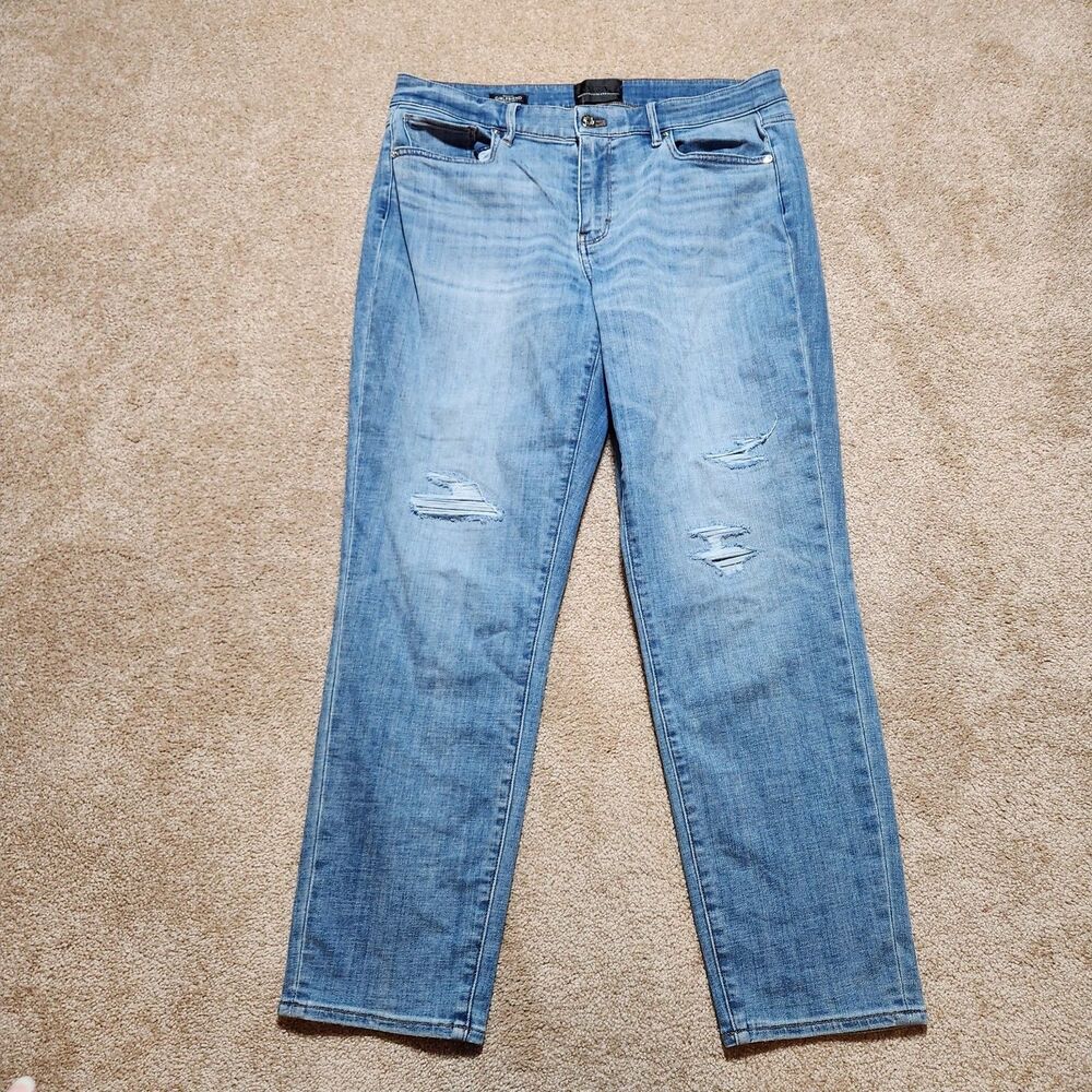 WHBM Jeans Women 10 Curvy Mid-Rise Girlfriend Everyday Soft Distressed